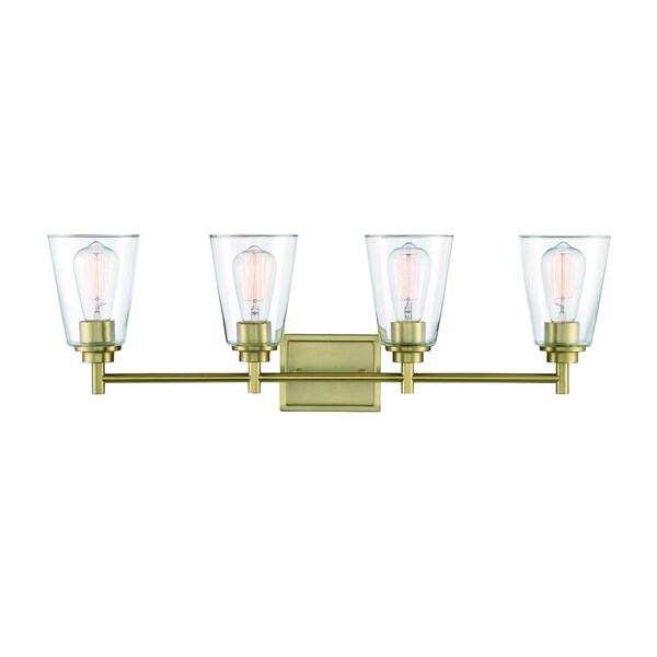Designers Fountain Westin 31in 4-Light Brushed Gold Modern Industrial Indoor Vanity Light with Clear Glass Shades 95704-BG - main